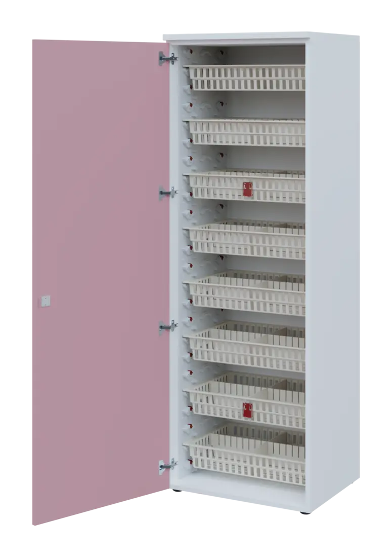 EUROMEDICA D - 66/M ABS skříň léková boxová, 1-dveřová, levá, 1950x660x535, korpus bílý, dvířka past